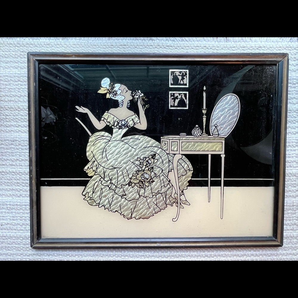 Vintage print “Beautiful Secret’s”. Etched on glass.